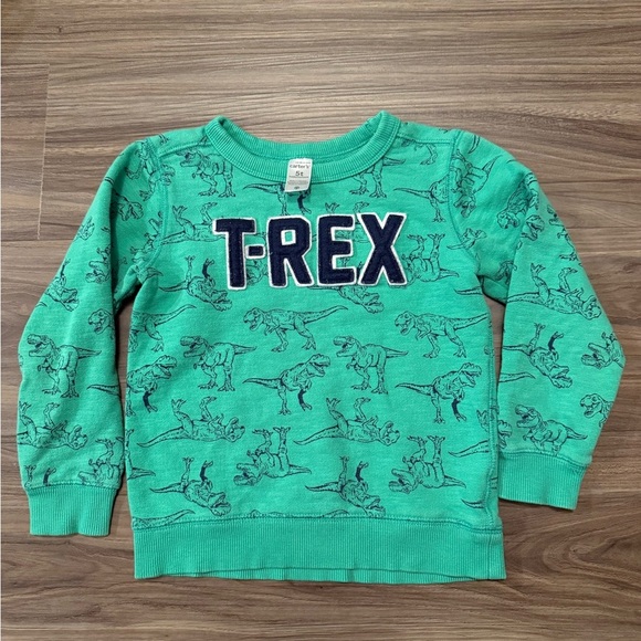 Carter's Green T-Rex Sweatshirt for Kids size 5T - Picture 4 of 5